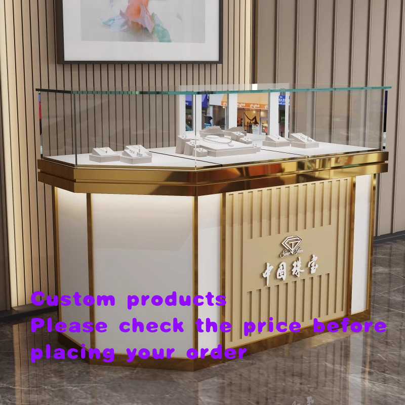 Glass Cabinet Display - Aangepaste, moderne LED-verlichte rechthoekige glazen etalagekast
