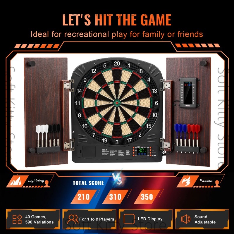 Dartbord en kastenset, opbergk - Electronic Dartboard Cabinet recensie en prijs