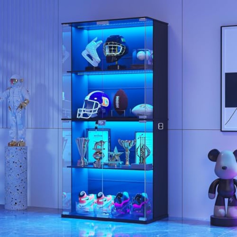 Zwarte vitrinekast met glazen  - Glass Cabinet Display recensie en prijs
