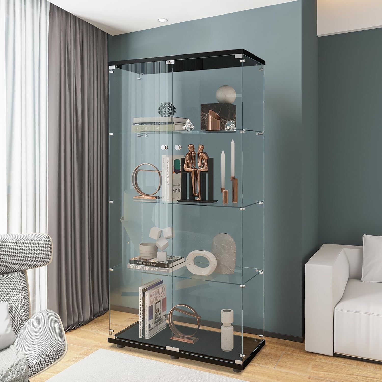 Glazen vitrinekast met 4 plank - Glass Cabinet Display recensie en prijs